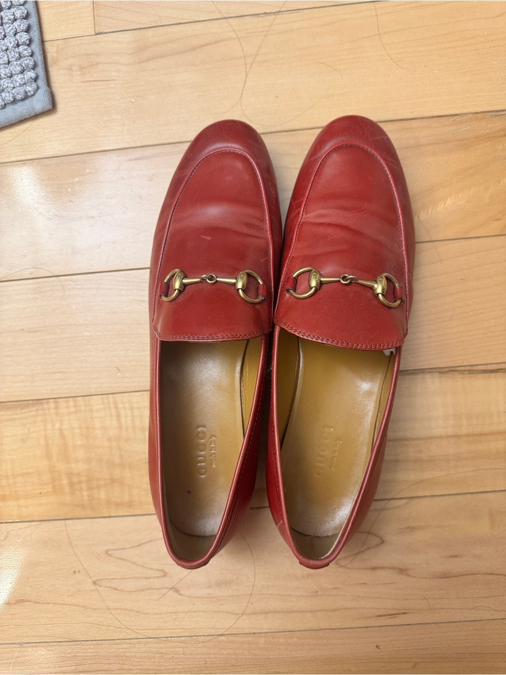 Gucci Jordaan Horsebit Loafer (Hibiscus Red)